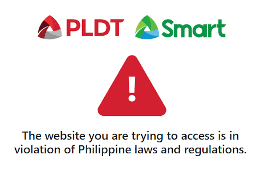 PLDT Smart website blocked